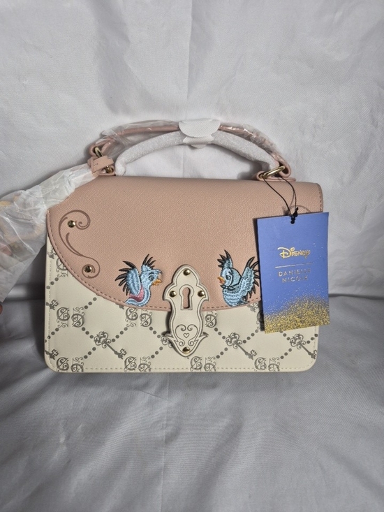 Danielle Nicole Handbags - Danielle Nicole Pink and Cream Bird-Embroidered Top Handle Satchel